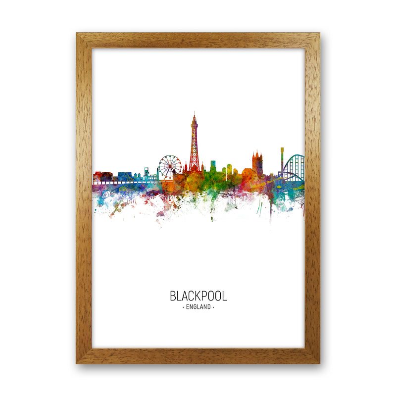 Blackpool England Skyline Portrait Art Print by Michael Tompsett Oak Grain