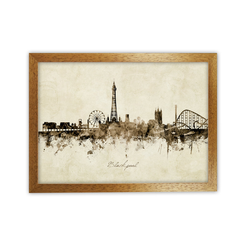 Blackpool England Skyline Vintage Art Print by Michael Tompsett Oak Grain