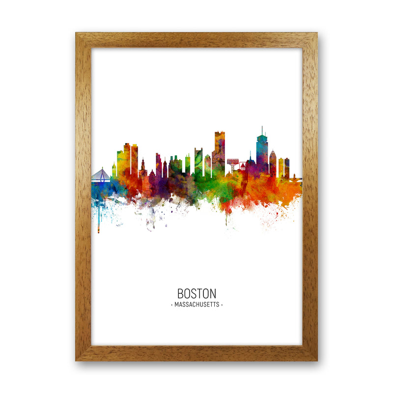 Boston Massachusetts Skyline Portrait Art Print by Michael Tompsett Oak Grain