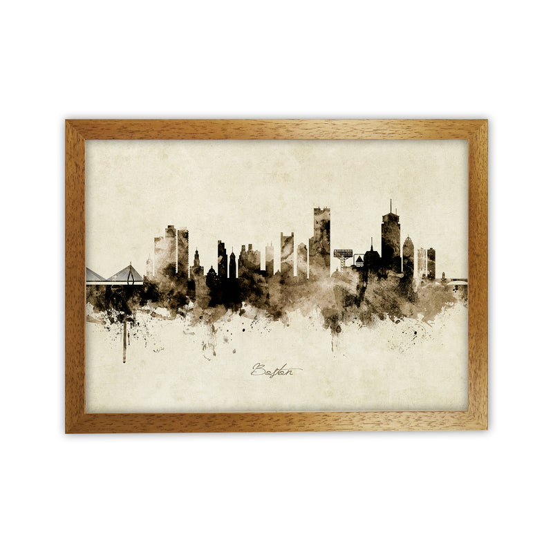 Boston Massachusetts Skyline Vintage Art Print by Michael Tompsett Oak Grain