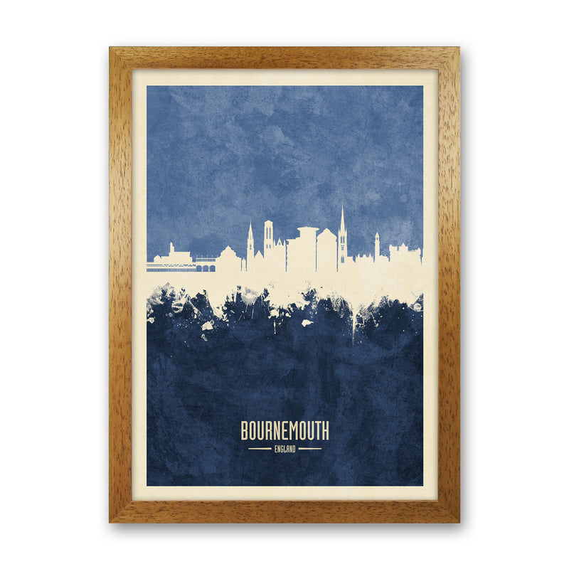 Bournemouth England Skyline Portrait Navy Art Print by Michael Tompsett Oak Grain