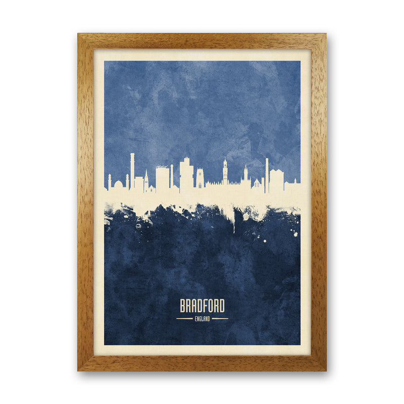 Bradford England Skyline Portrait Navy Art Print by Michael Tompsett Oak Grain