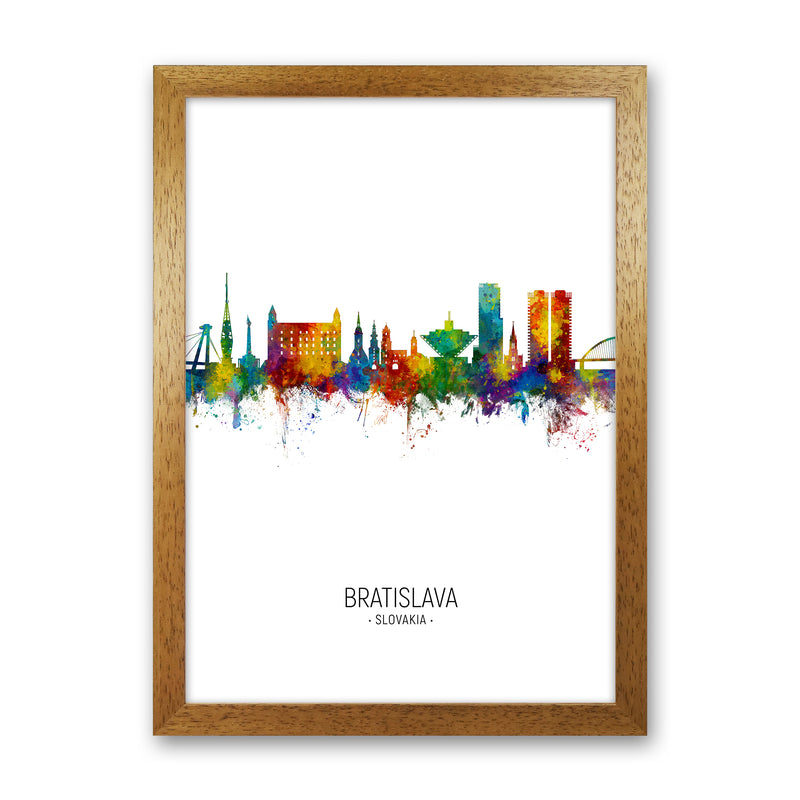 Bratislava Slovakia Skyline Portrait Art Print by Michael Tompsett Oak Grain