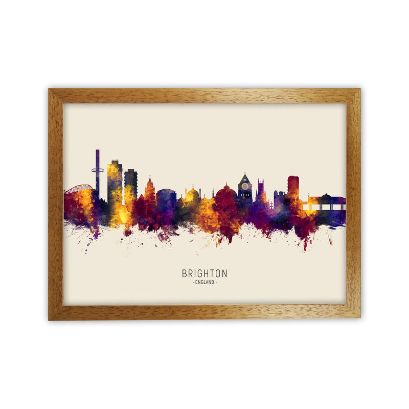 Brighton England Skyline Autumn City Name Art Print by Michael Tompsett Oak Grain