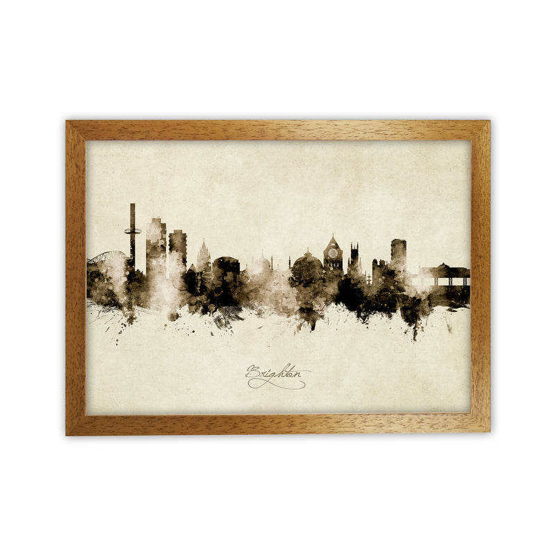 Brighton England Skyline Vintage Art Print by Michael Tompsett Oak Grain