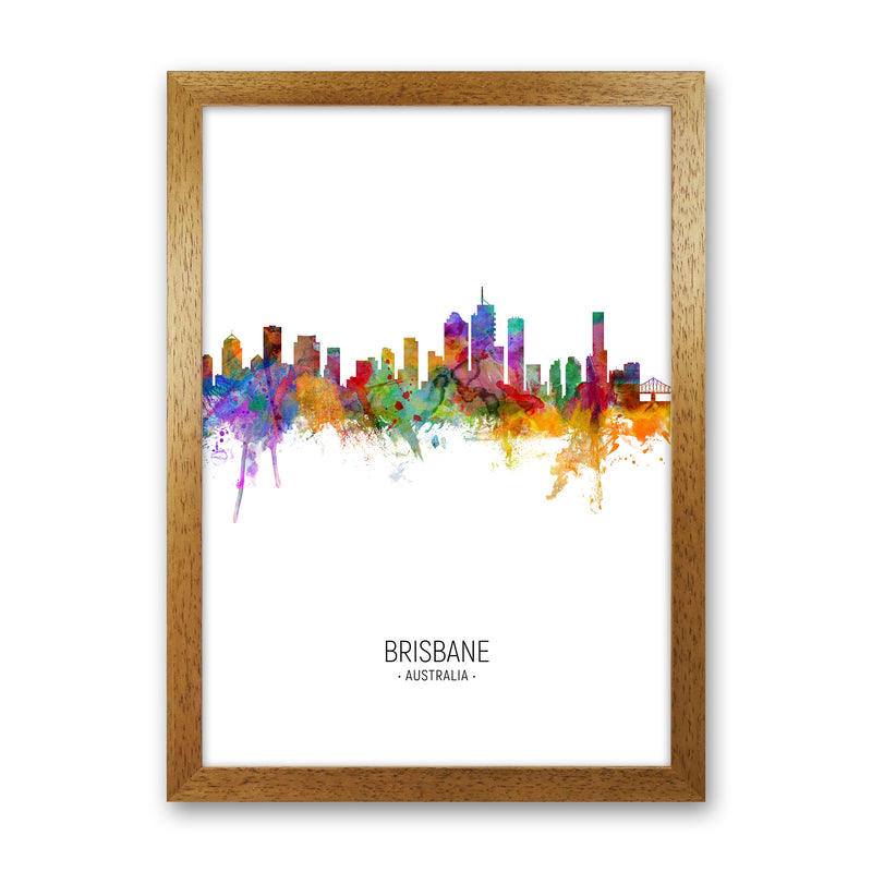 Brisbane Australia Skyline Portrait Art Print by Michael Tompsett Oak Grain