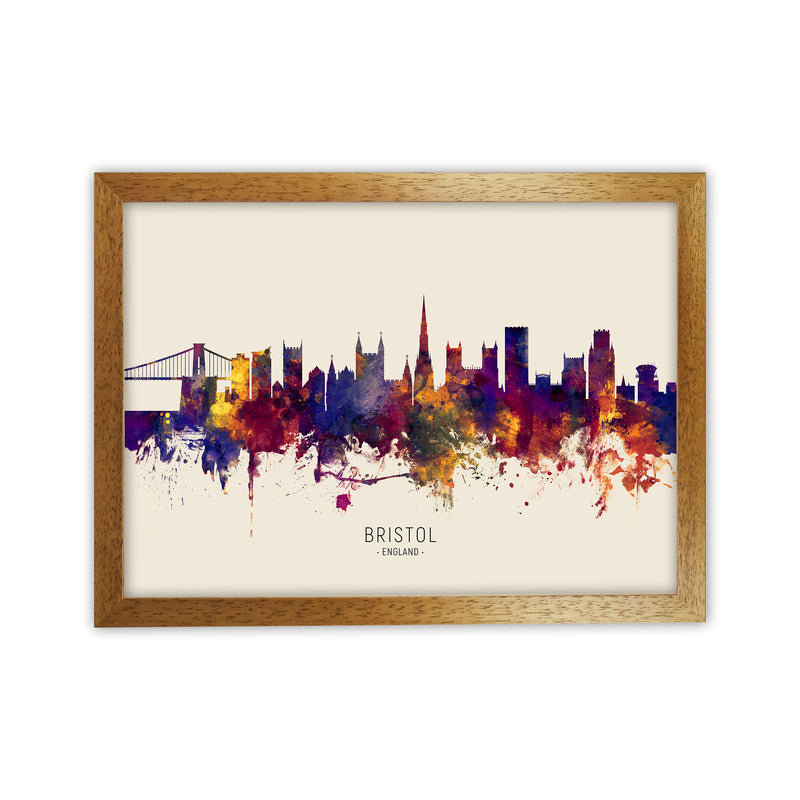 Bristol England Skyline Autumn City Name Art Print by Michael Tompsett Oak Grain