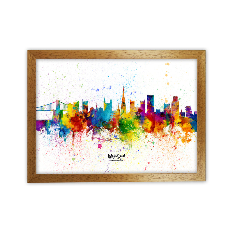 Bristol England Skyline Splash Art Print by Michael Tompsett Oak Grain