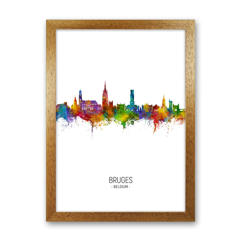 Bruges Belgium Skyline Portrait Art Print by Michael Tompsett Oak Grain