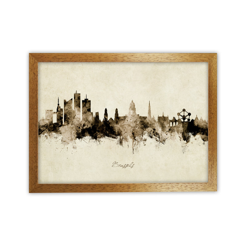 Brussels Belgium Skyline Vintage Art Print by Michael Tompsett Oak Grain