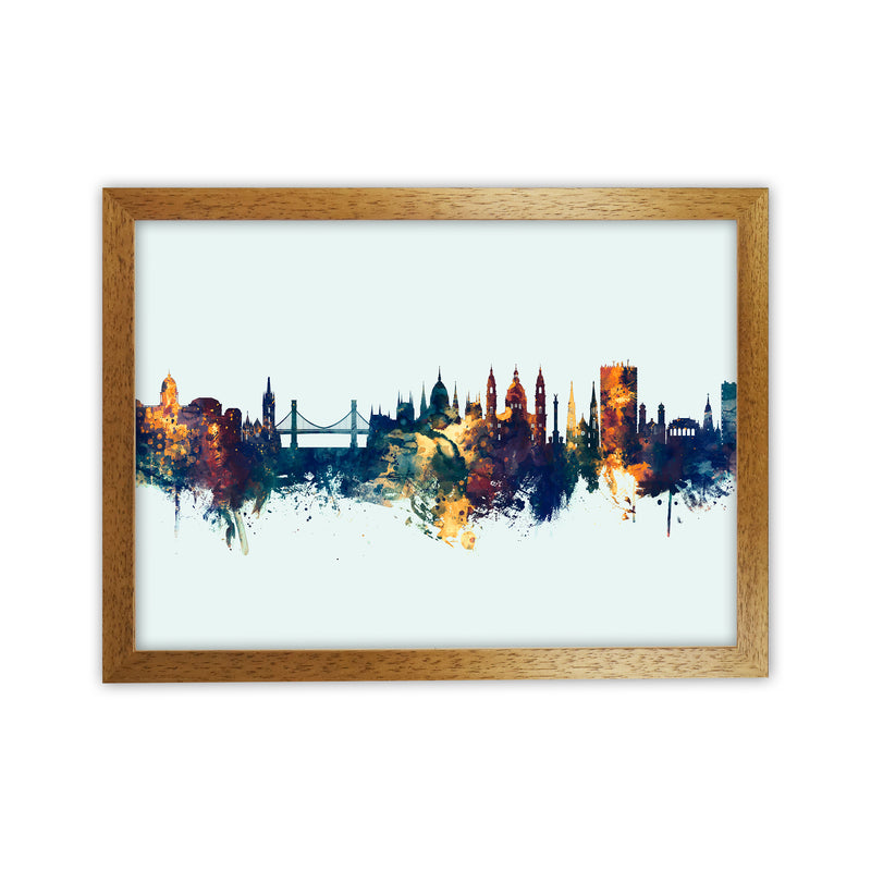 Budapest Hungary Skyline Blue Orange Art Print by Michael Tompsett Oak Grain