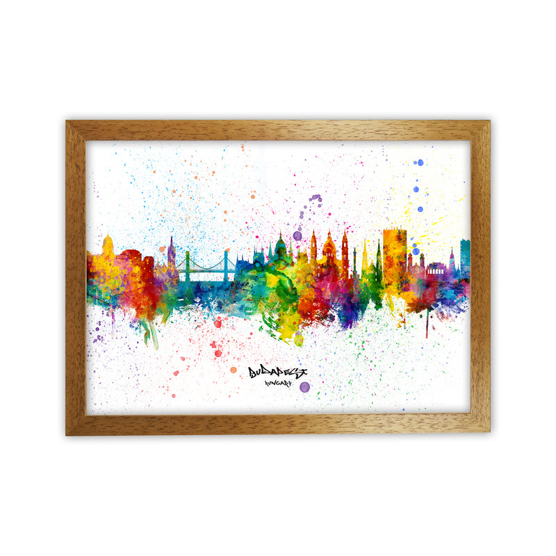 Budapest Hungary Skyline Splash Art Print by Michael Tompsett Oak Grain