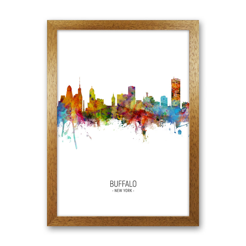 Buffalo New York Skyline Portrait Art Print by Michael Tompsett Oak Grain