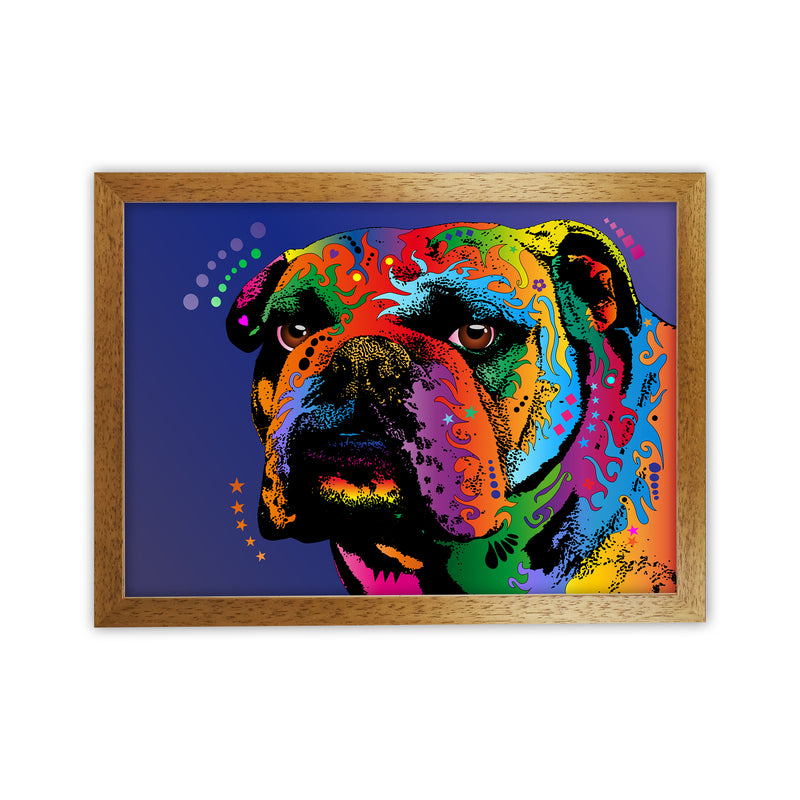 Bulldog Dog Blue Art Print by Michael Tompsett Oak Grain