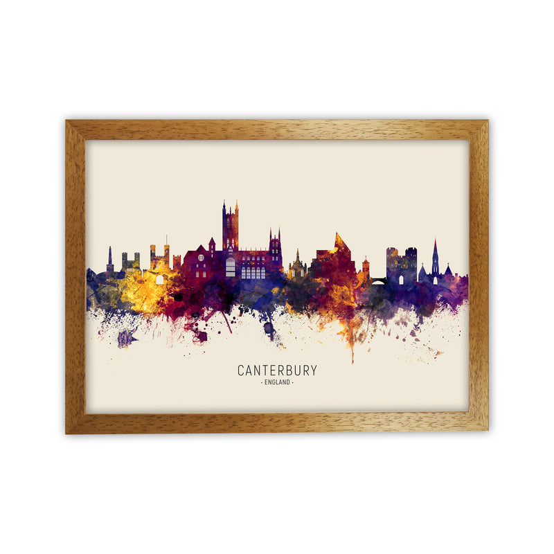 Canterbury England Skyline Autumn City Name Art Print by Michael Tompsett Oak Grain