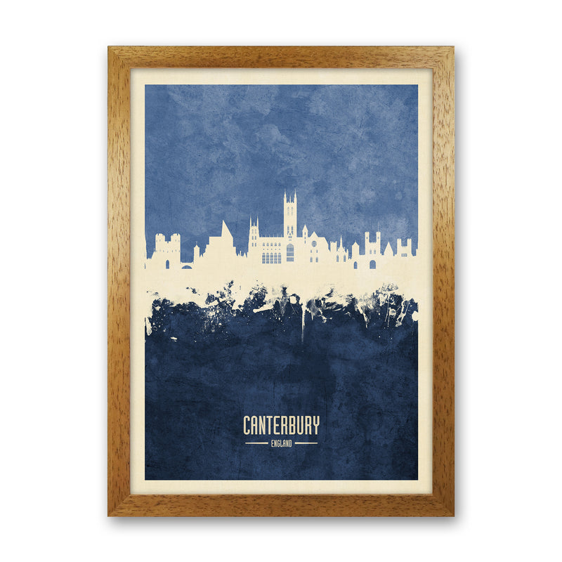 Canterbury England Skyline Portrait Navy Art Print by Michael Tompsett Oak Grain