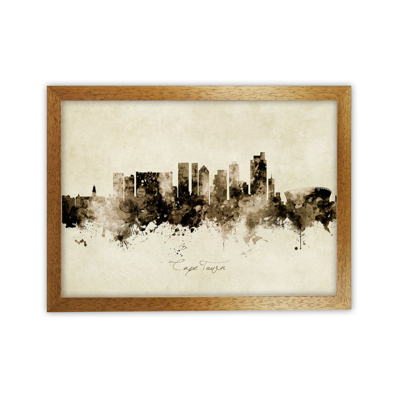 Cape Town South Africa Skyline Vintage Art Print by Michael Tompsett Oak Grain