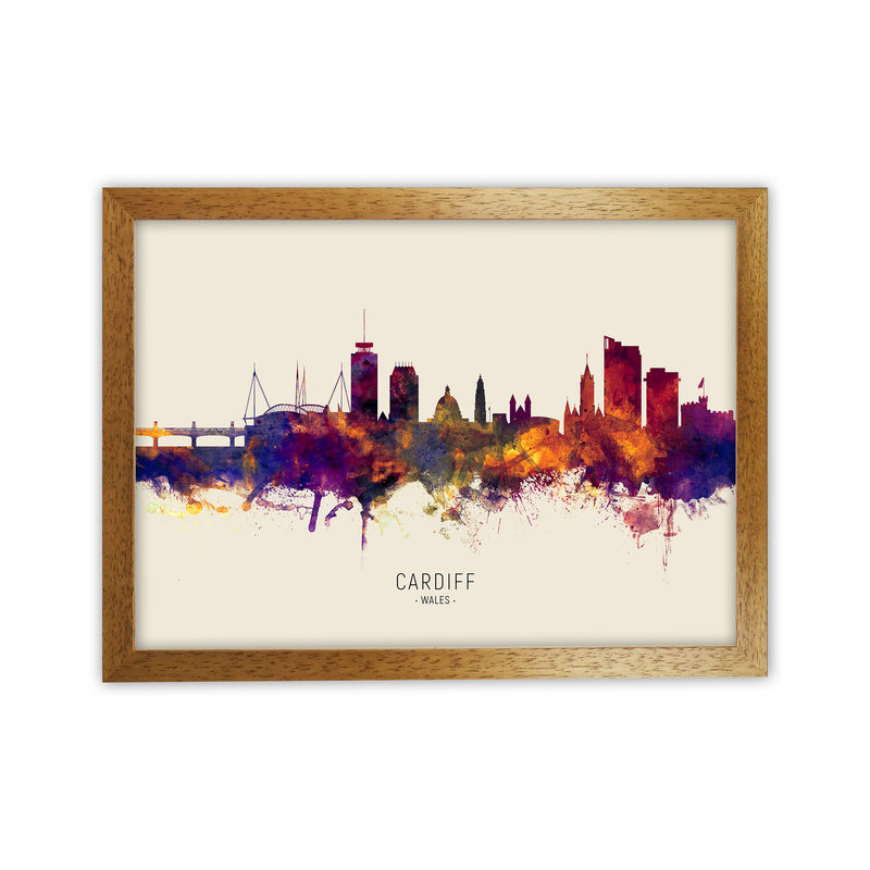 Cardiff Wales Skyline Autumn City Name Art Print by Michael Tompsett Oak Grain