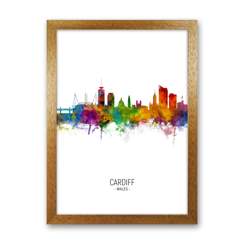 Cardiff Wales Skyline Portrait Art Print by Michael Tompsett Oak Grain