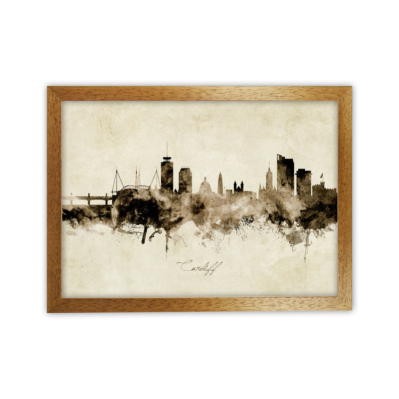 Cardiff Wales Skyline Vintage Art Print by Michael Tompsett Oak Grain