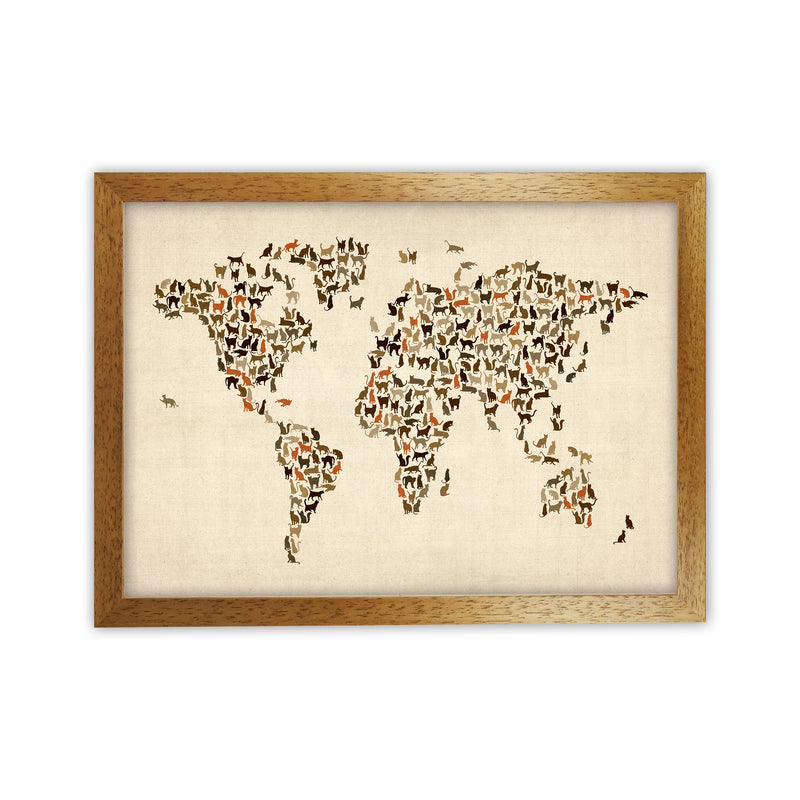 Cats Map of the World Art Print by Michael Tompsett Oak Grain