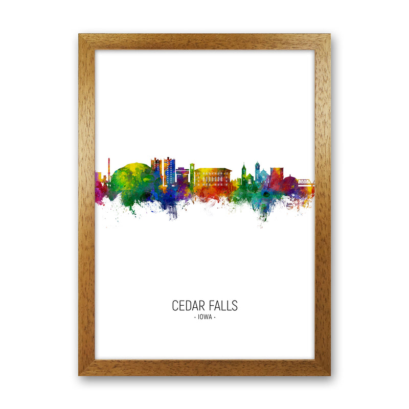 Cedar Falls Iowa Skyline Portrait Art Print by Michael Tompsett Oak Grain