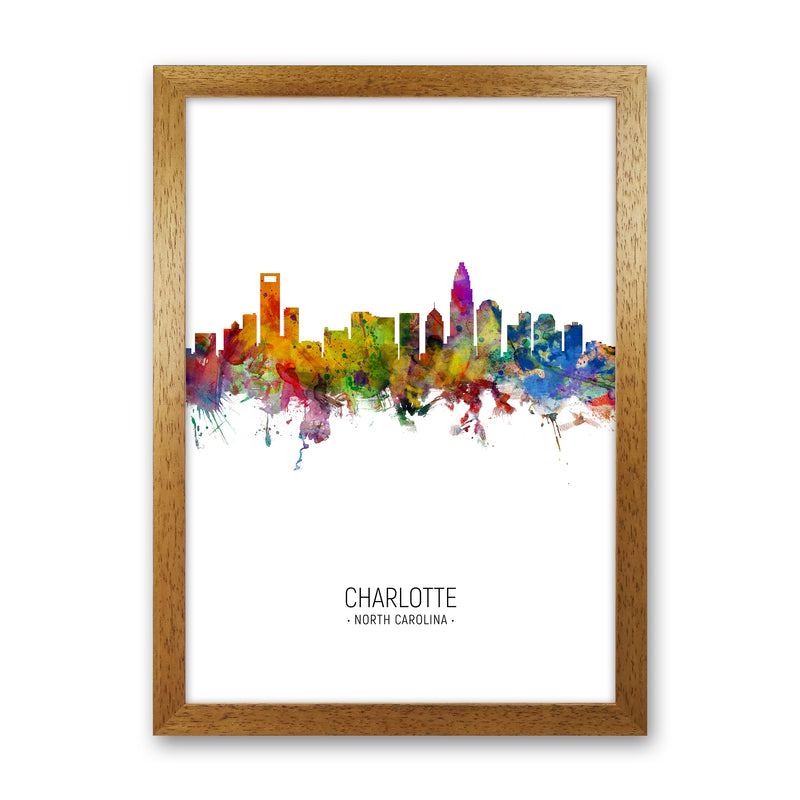 Charlotte North Carolina Skyline Portrait Art Print by Michael Tompsett Oak Grain