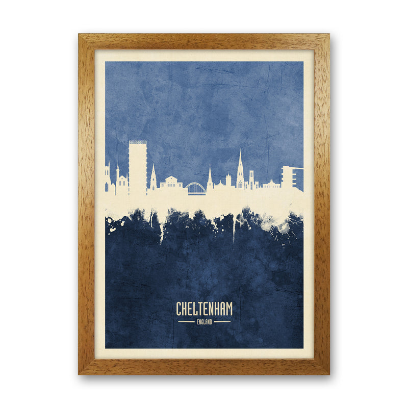 Cheltenham England Skyline Portrait Navy Art Print by Michael Tompsett Oak Grain