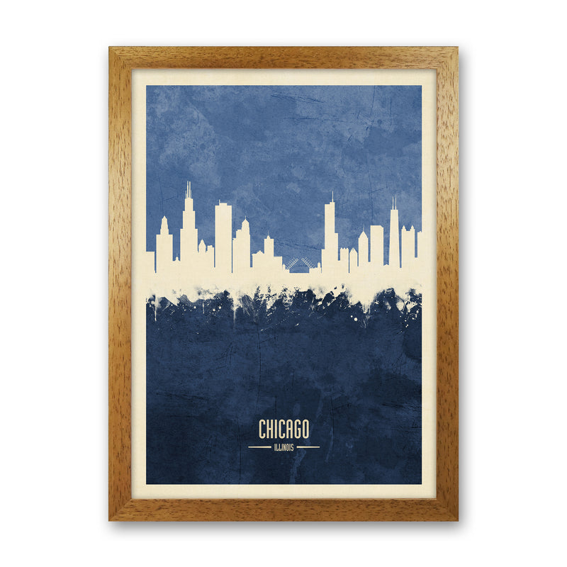 Chicago Illinois Skyline Portrait Navy Art Print by Michael Tompsett Oak Grain