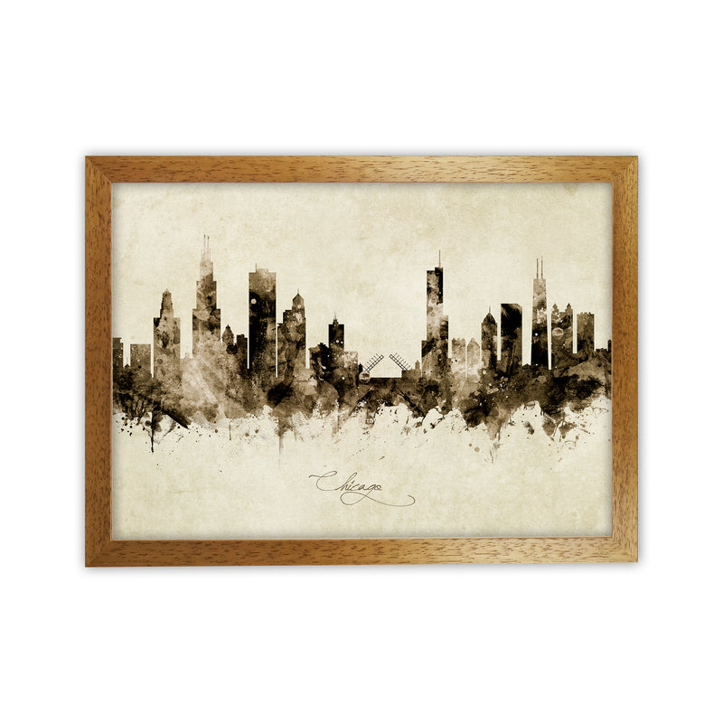 Chicago Illinois Skyline Vintage Art Print by Michael Tompsett Oak Grain
