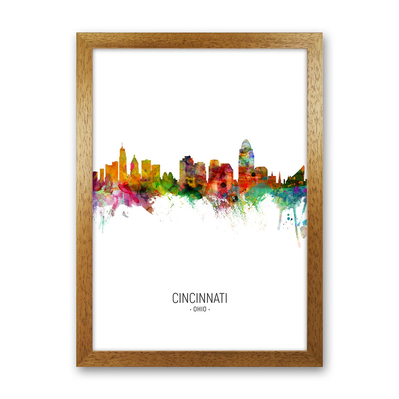 Cincinnati Ohio Skyline Portrait Art Print by Michael Tompsett Oak Grain