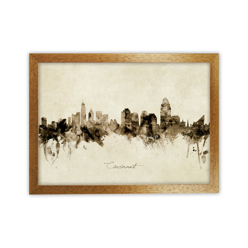 Cincinnati Ohio Skyline Vintage Art Print by Michael Tompsett Oak Grain