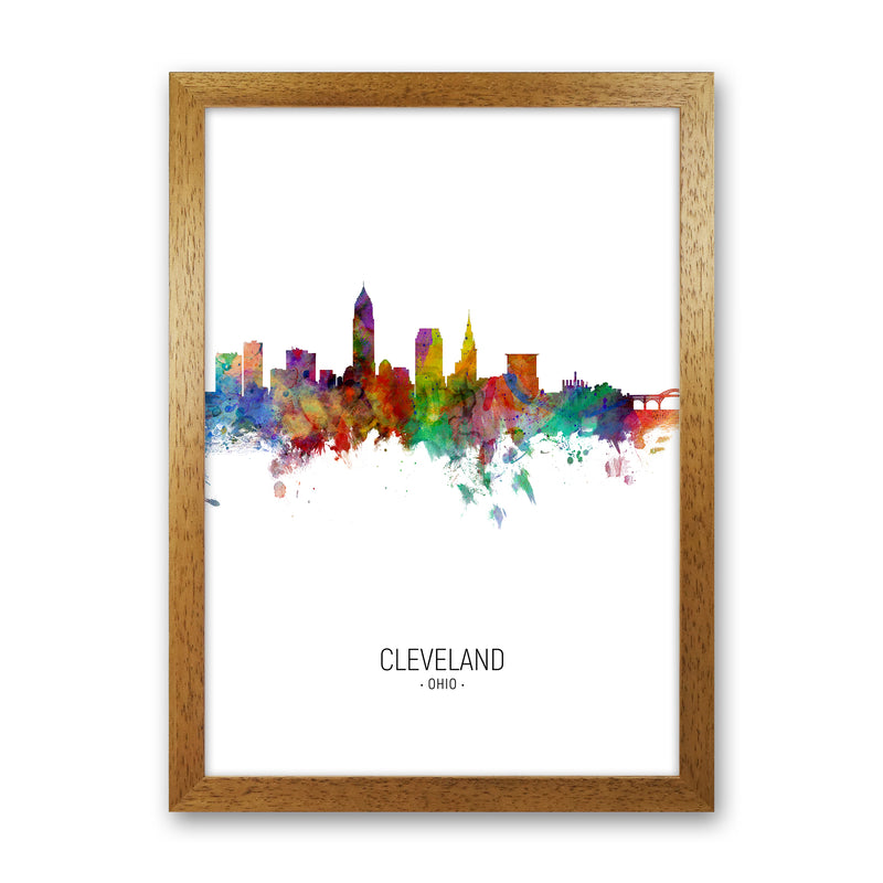 Cleveland Ohio Skyline Portrait Art Print by Michael Tompsett Oak Grain