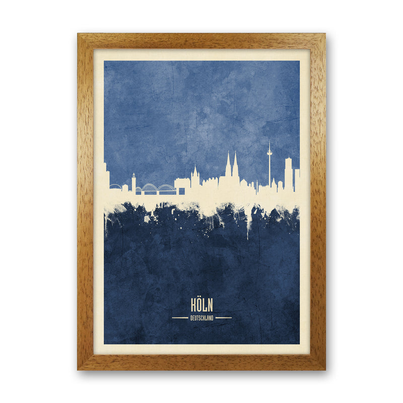 Cologne Germany Skyline Portrait Navy Art Print by Michael Tompsett Oak Grain