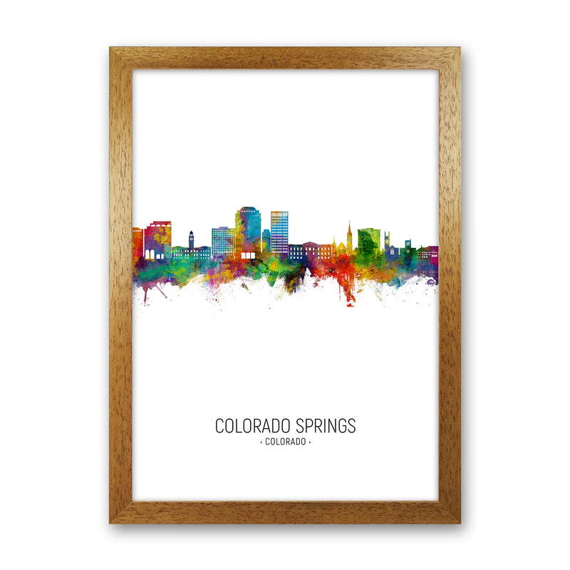 Colorado Springs Colorado Skyline Portrait Art Print by Michael Tompsett Oak Grain