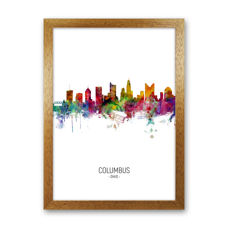 Columbus Ohio Skyline Portrait Art Print by Michael Tompsett Oak Grain