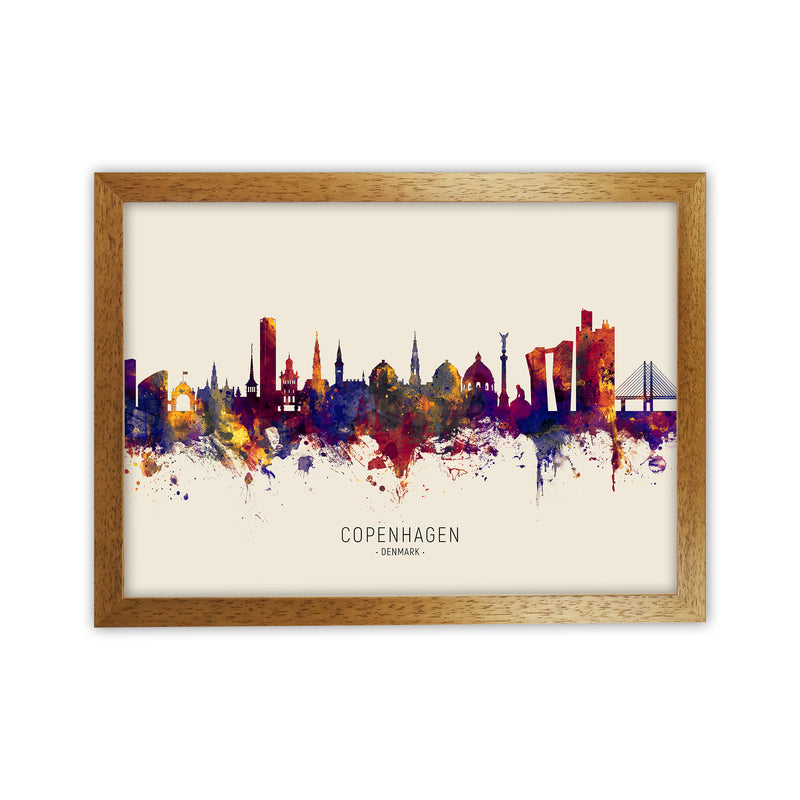 Copenhagen Denmark Skyline Autumn City Name Art Print by Michael Tompsett Oak Grain