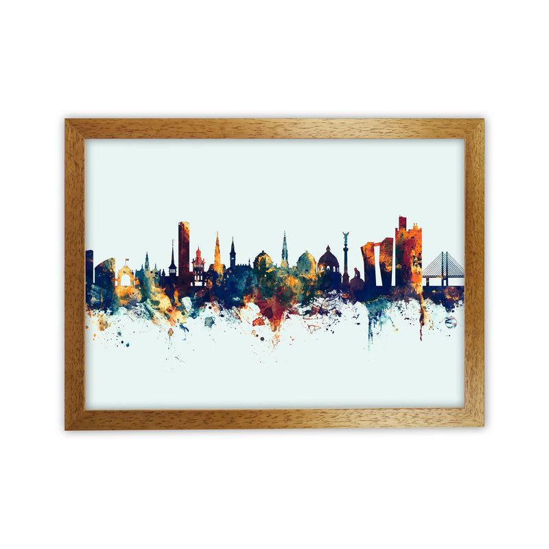 Copenhagen Denmark Skyline Blue Orange Art Print by Michael Tompsett Oak Grain