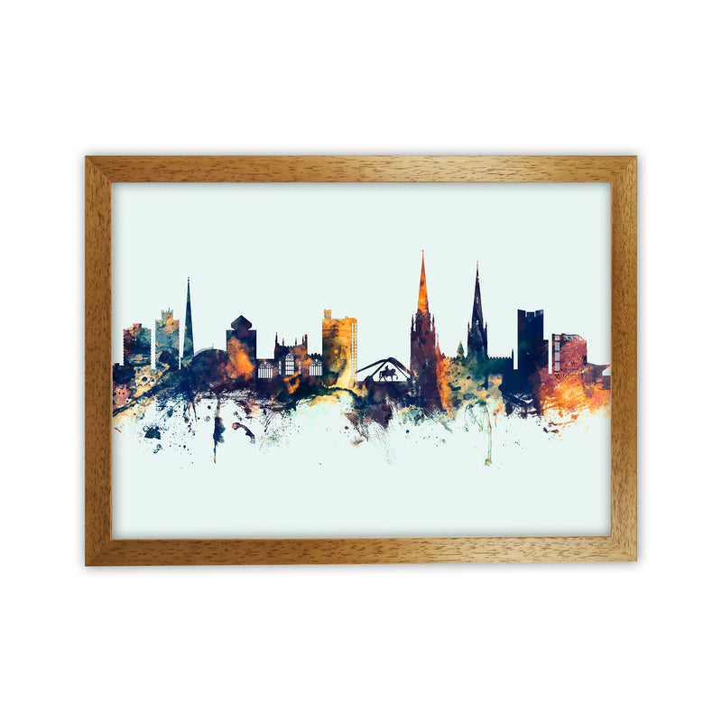 Coventry England Skyline Blue Orange Art Print by Michael Tompsett Oak Grain