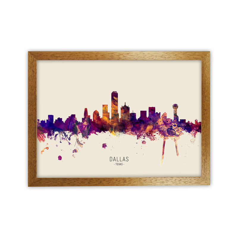 Dallas Texas Skyline Autumn City Name Art Print by Michael Tompsett Oak Grain