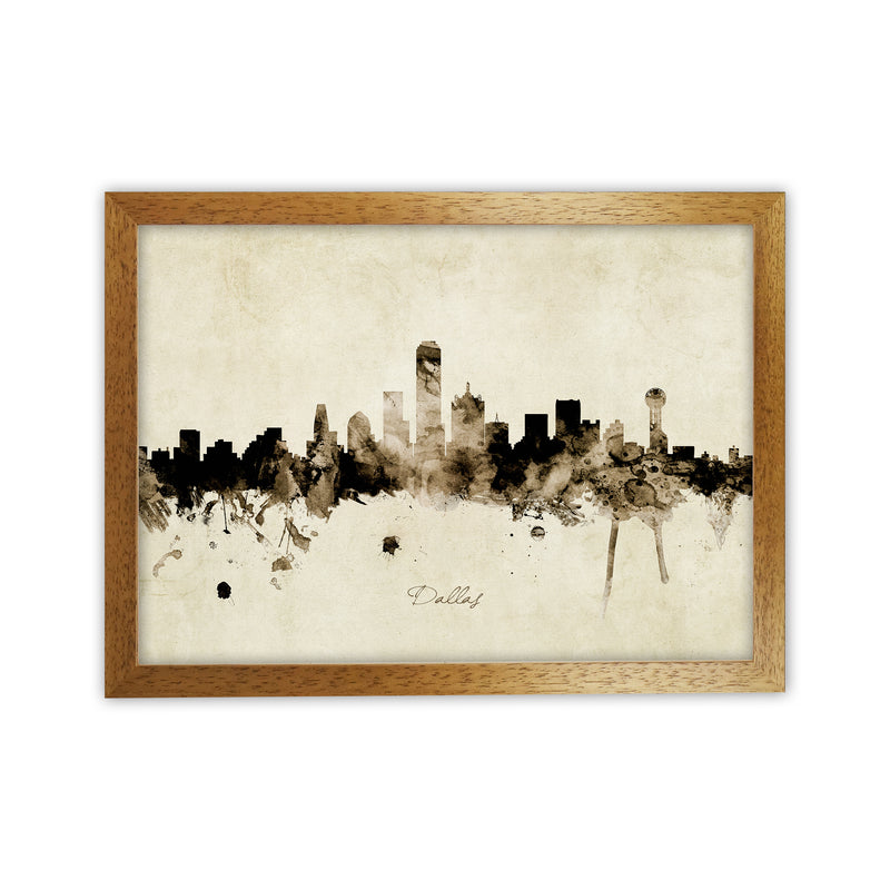 Dallas Texas Skyline Vintage Art Print by Michael Tompsett Oak Grain