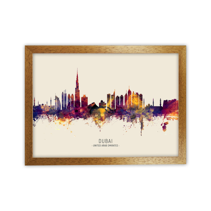 Dubai United Arab Emirates Skyline Autumn City Name Art Print by Michael Tompsett Oak Grain