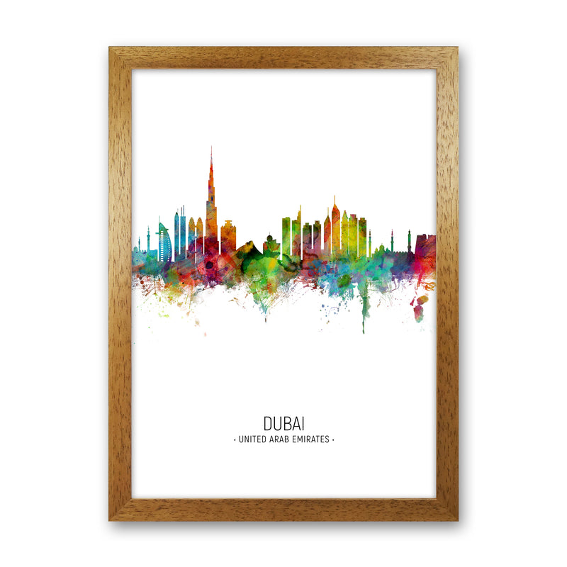 Dubai United Arab Emirates Skyline Portrait Art Print by Michael Tompsett Oak Grain