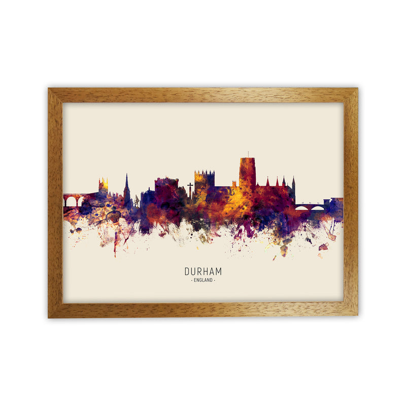 Durham England Skyline Autumn City Name Art Print by Michael Tompsett Oak Grain