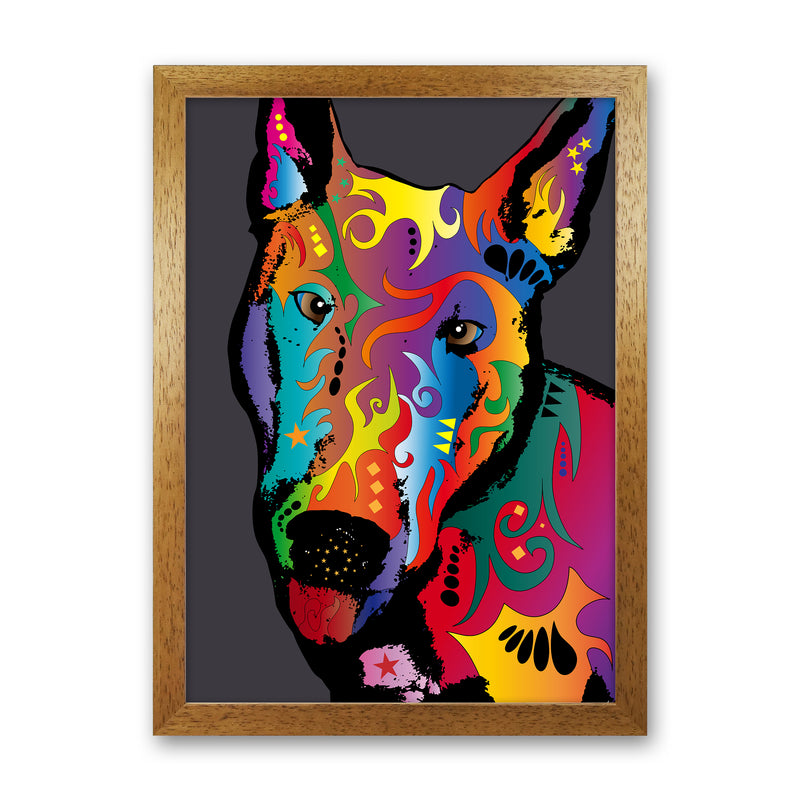 English Bull Terrier Dog Art Print by Michael Tompsett Oak Grain