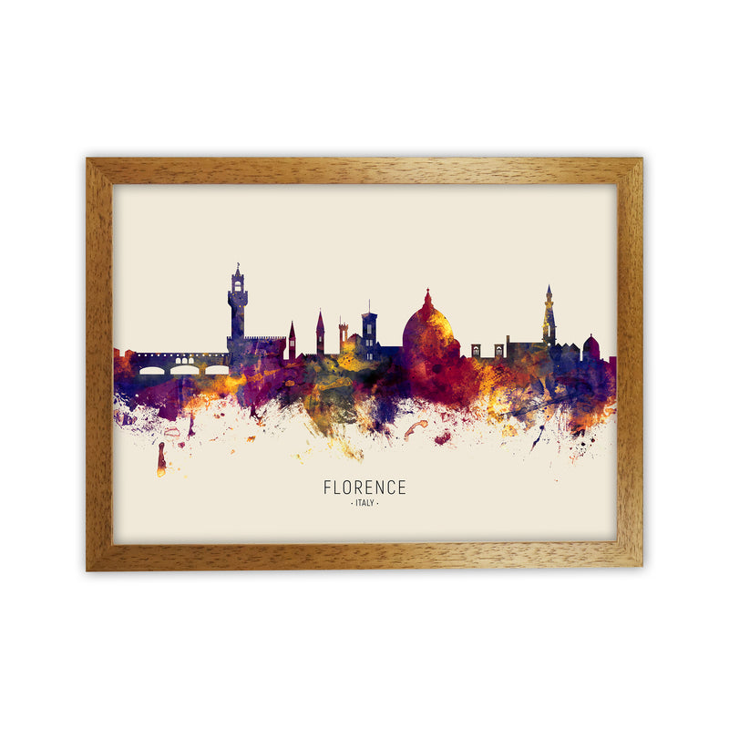 Florence Italy Skyline Autumn City Name Art Print by Michael Tompsett Oak Grain