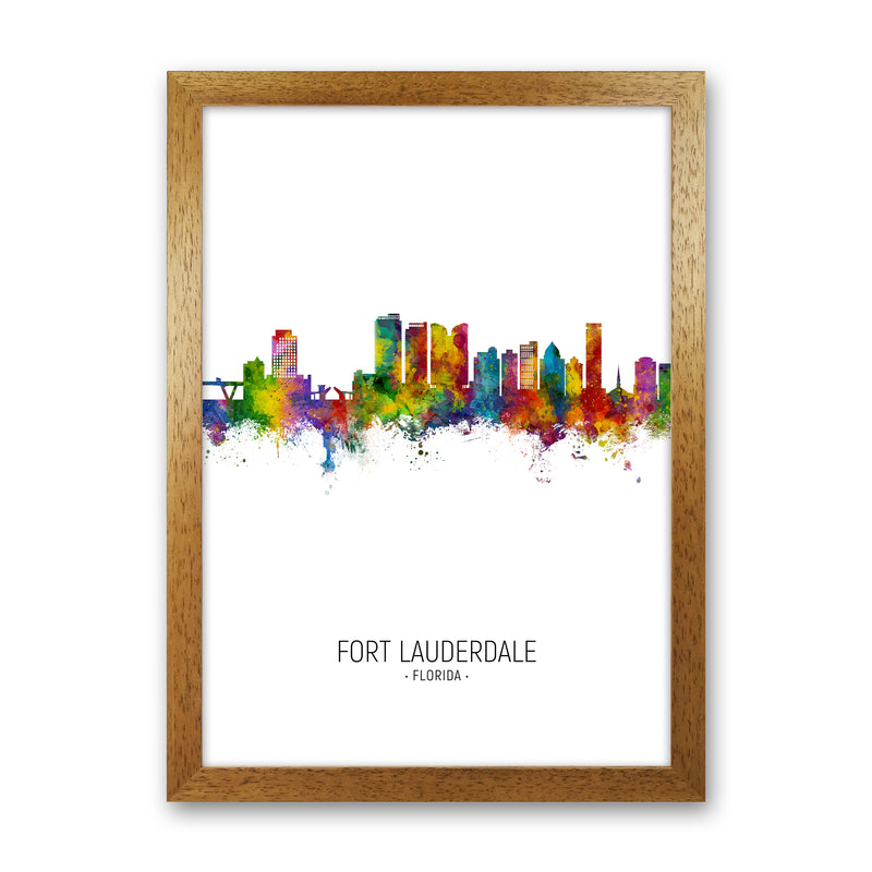 Fort Lauderdale Florida Skyline Portrait Art Print by Michael Tompsett Oak Grain