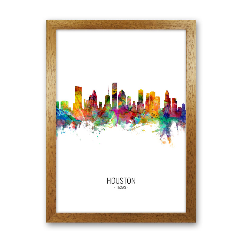 Houston Texas Skyline Portrait Art Print by Michael Tompsett Oak Grain