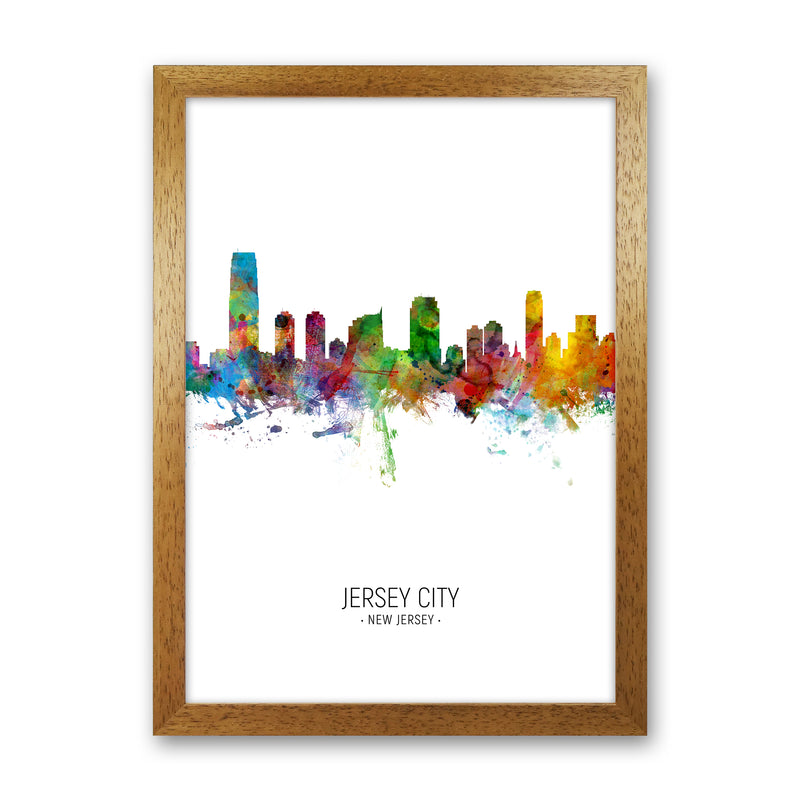 Jersey City New Jersey Skyline Portrait Art Print by Michael Tompsett Oak Grain