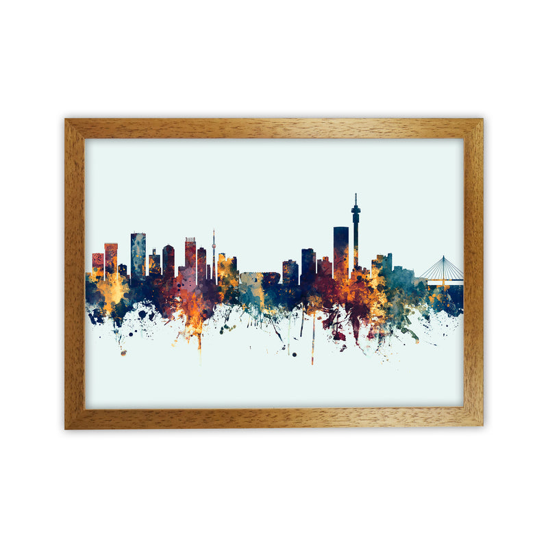 Johannesburg South Africa Skyline Blue Orange Art Print by Michael Tompsett Oak Grain